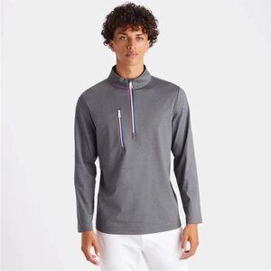G/FORE Daytona Mid Tech Interlock Slim Fit Golf Pullover, Heather Gray, Size S